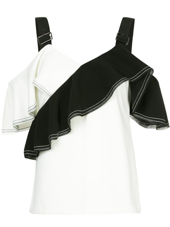 Self-portrait Bicolour Ruffled Blouse - White