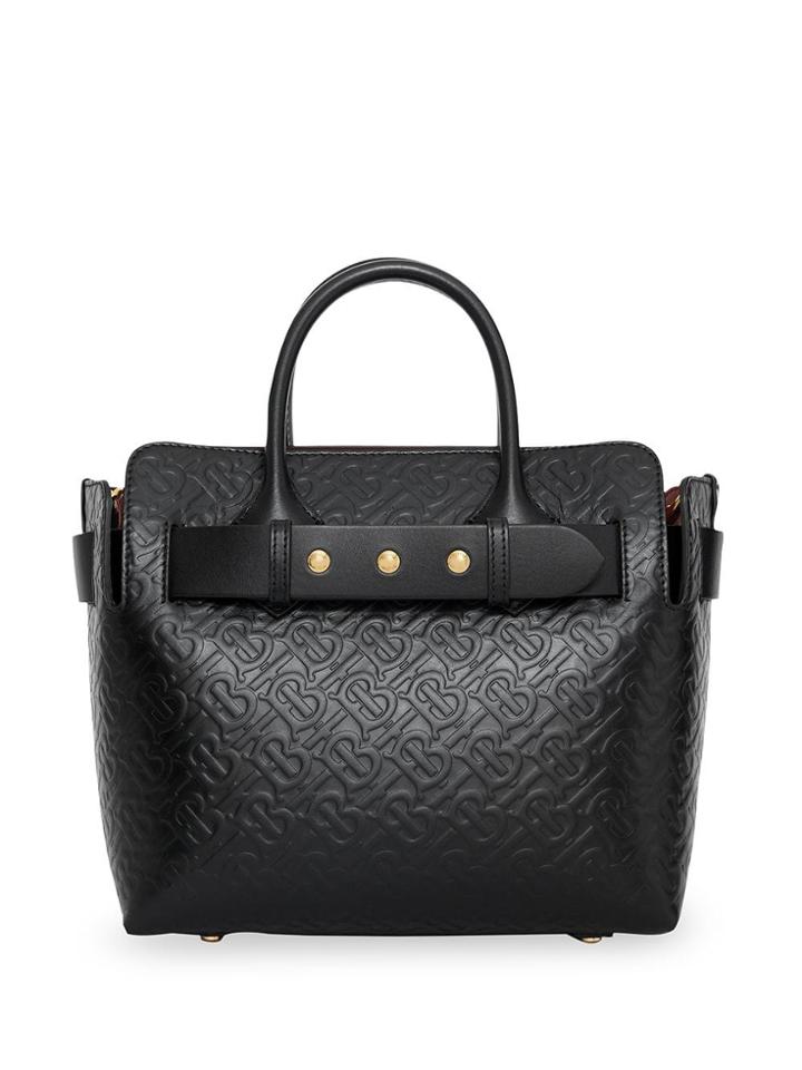Burberry The Small Monogram Leather Triple Stud Belt Bag - Black