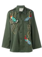 Night Market Embroidered Army Jacket, Women's, Green, Cotton/polyester/metal (other)/glass