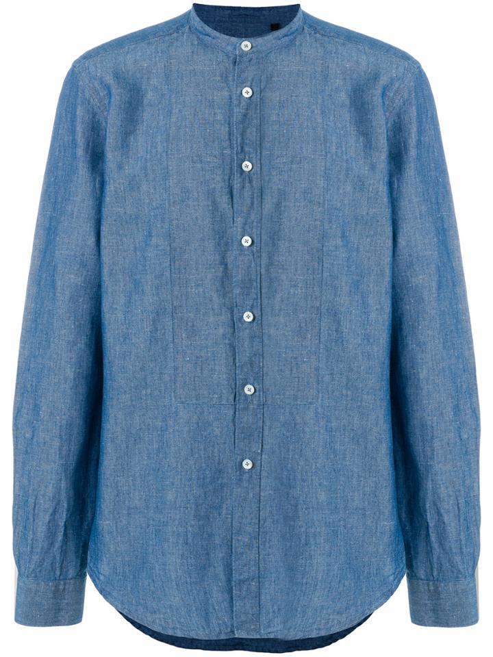Dell'oglio Round Neck Button Shirt - Blue