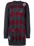 Alexander Wang Arygle Sweater Dress With Sheer Diamonds