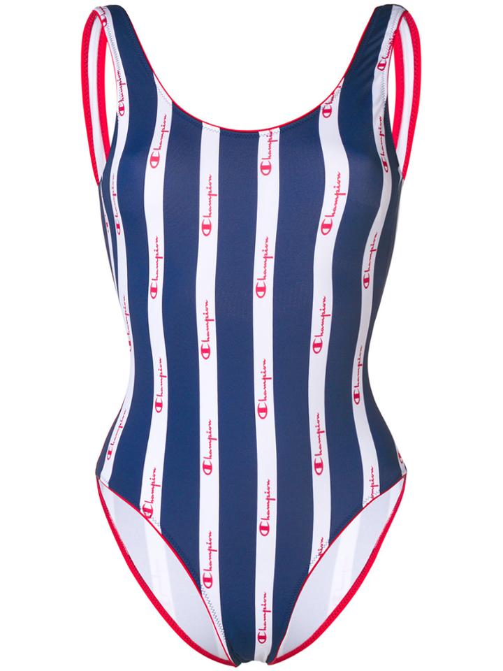 Champion Logo Stripe Swimsuit - Blue