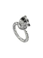 Gucci Anger Forest Wolf Head Ring In Silver