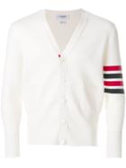 Thom Browne 4-bar Stripe Milano Stitch Merino Cardigan - White