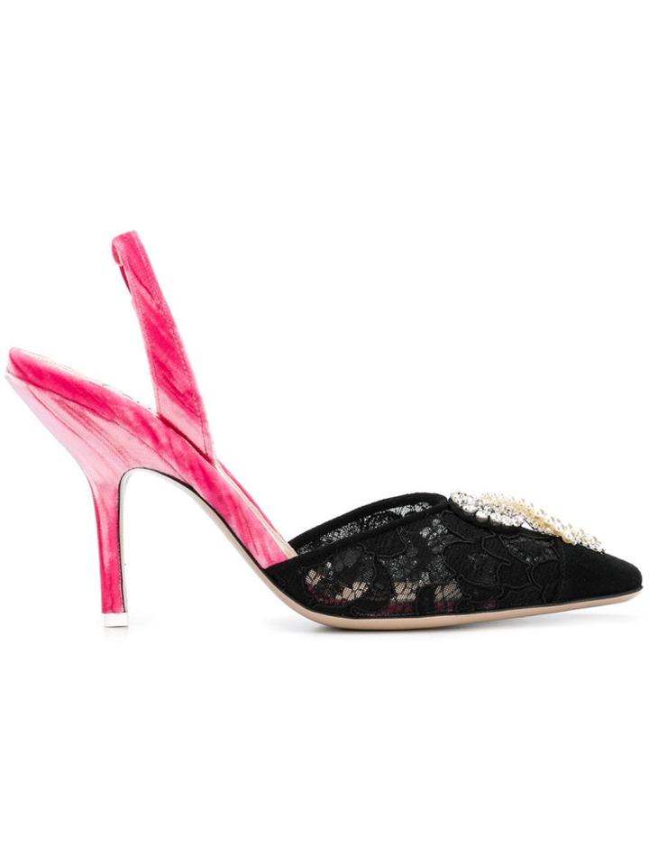 Attico Embellished Pointed Pumps - Black