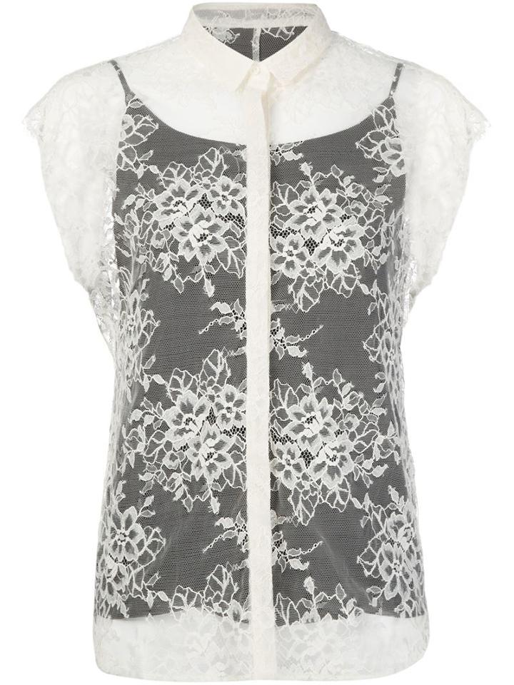 Le Ciel Bleu Floral Lace Shirt