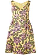Red Valentino V-neck Floral Dress - Yellow & Orange