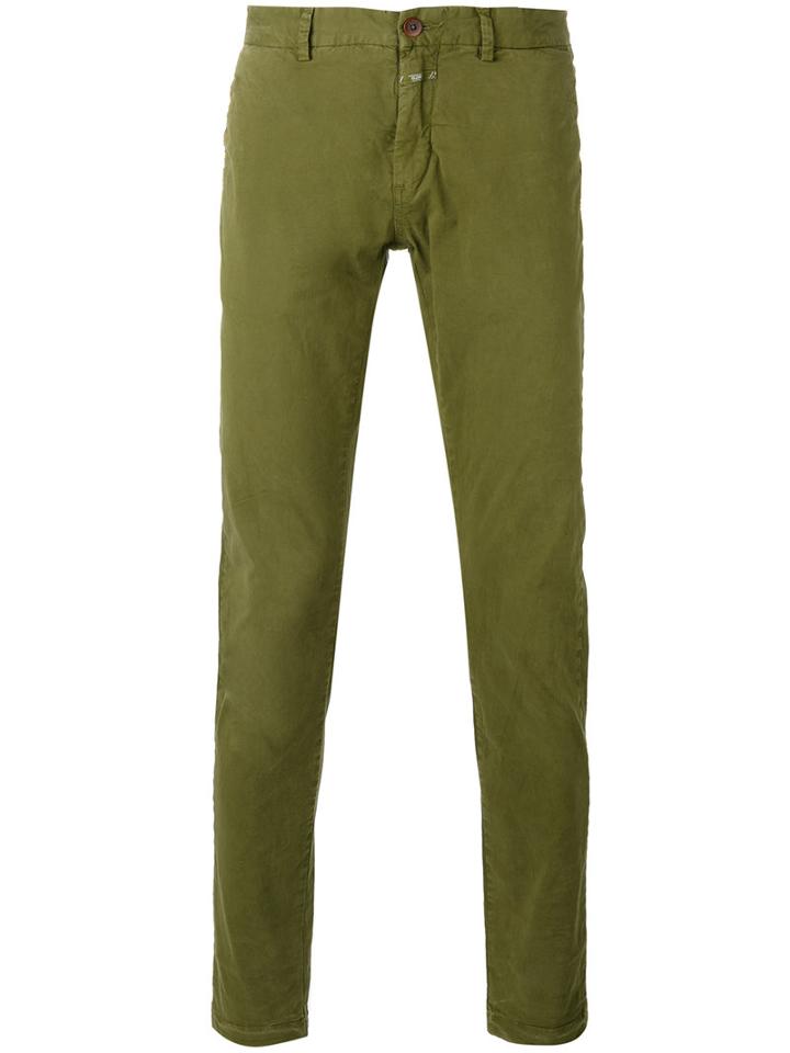 Closed Classic Trousers, Men's, Size: 30, Green, Cotton/spandex/elastane