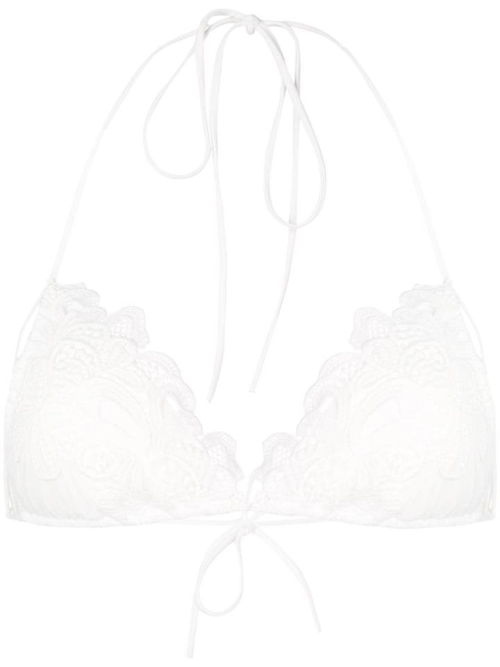 Ermanno Scervino Embroidered Bikini Top - 10602 White