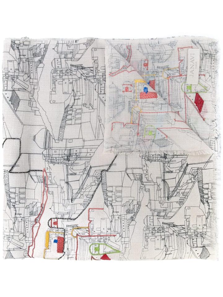 Janavi Small Town Scarf - White