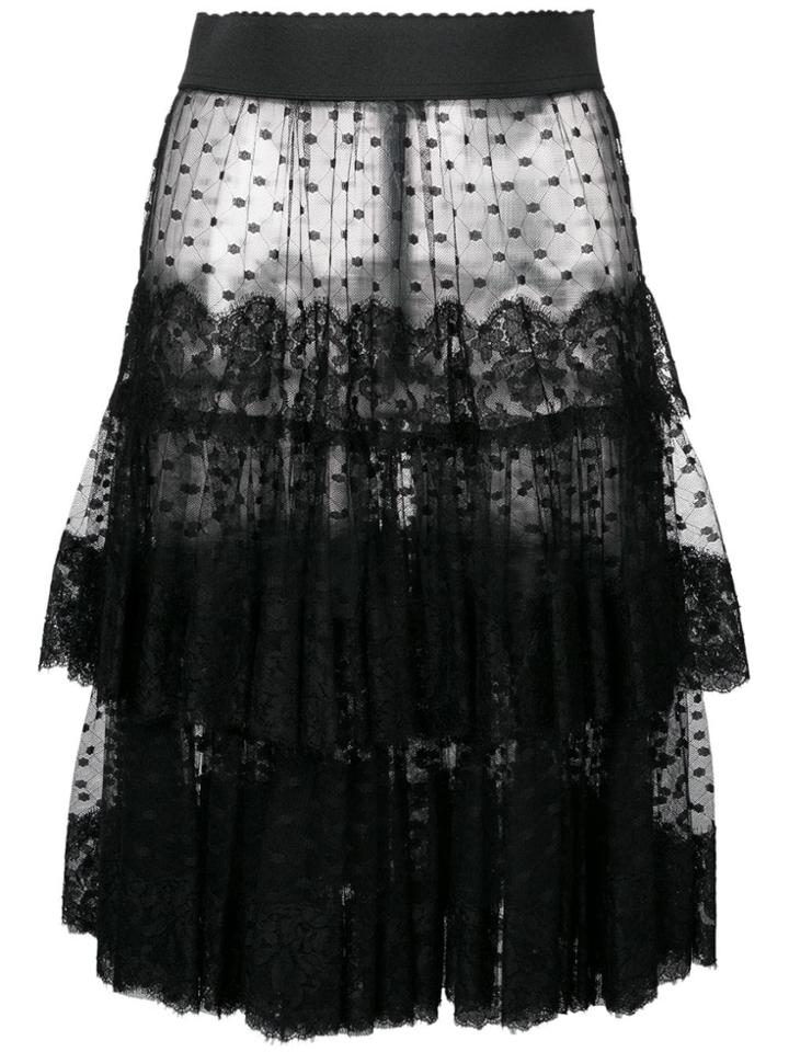 Dolce & Gabbana Sheer Frilled Skirt - Black