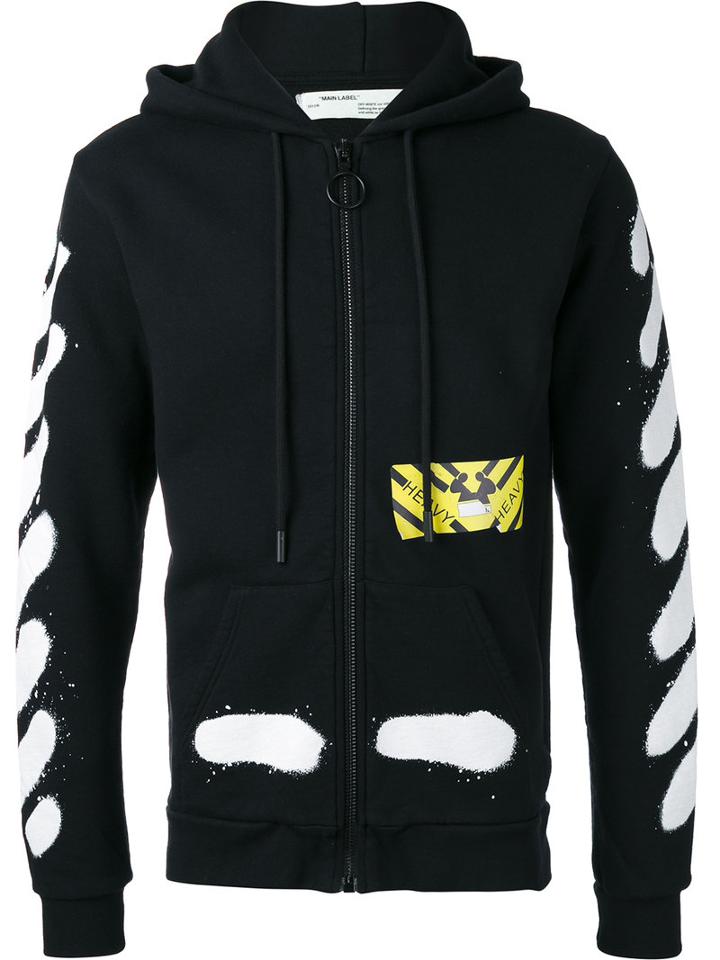 Off-white Stripe Print Hooded Jacket, Men's, Size: Xxs, Black, Cotton