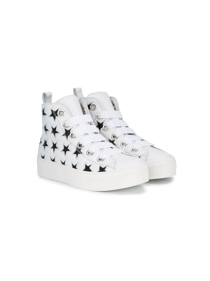 Nº21 Kids Teen Lace-up Hi-top Sneakers - White