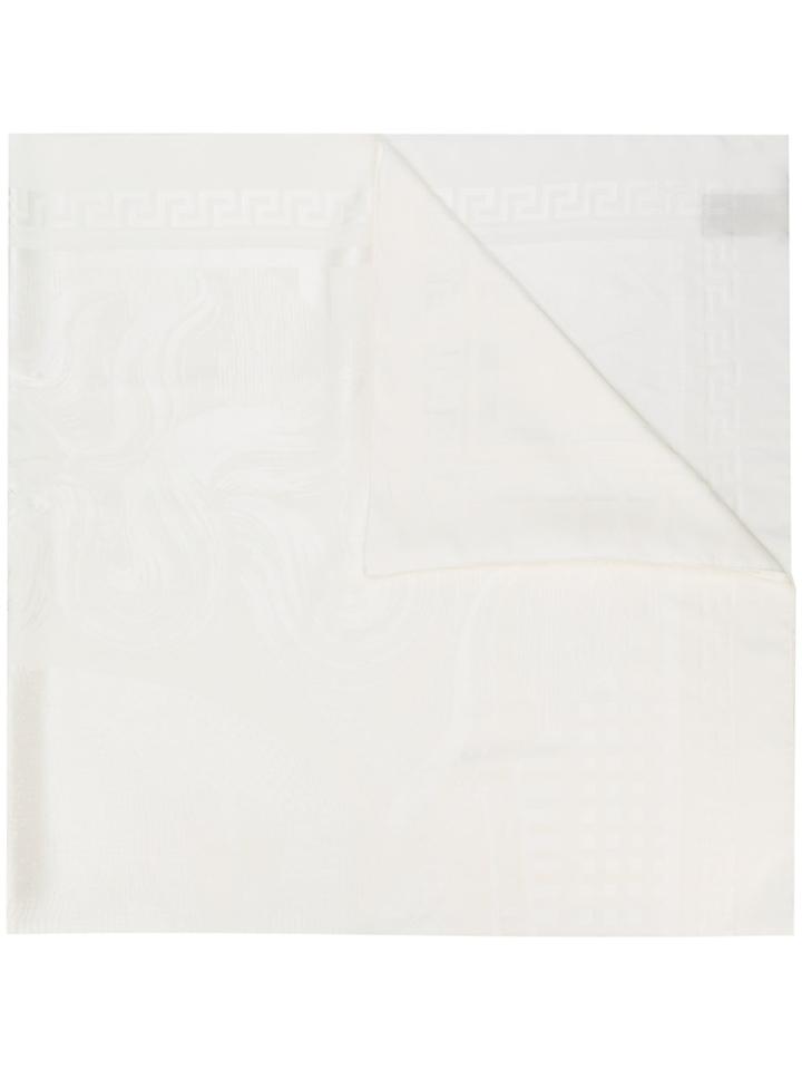 Versace Tone-on-tone Grecca Scarf - White
