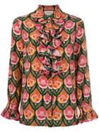 Gucci Ruffled Printed Blouse - Multicolour