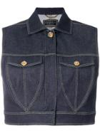 Versace Cropped Denim Vest - Blue