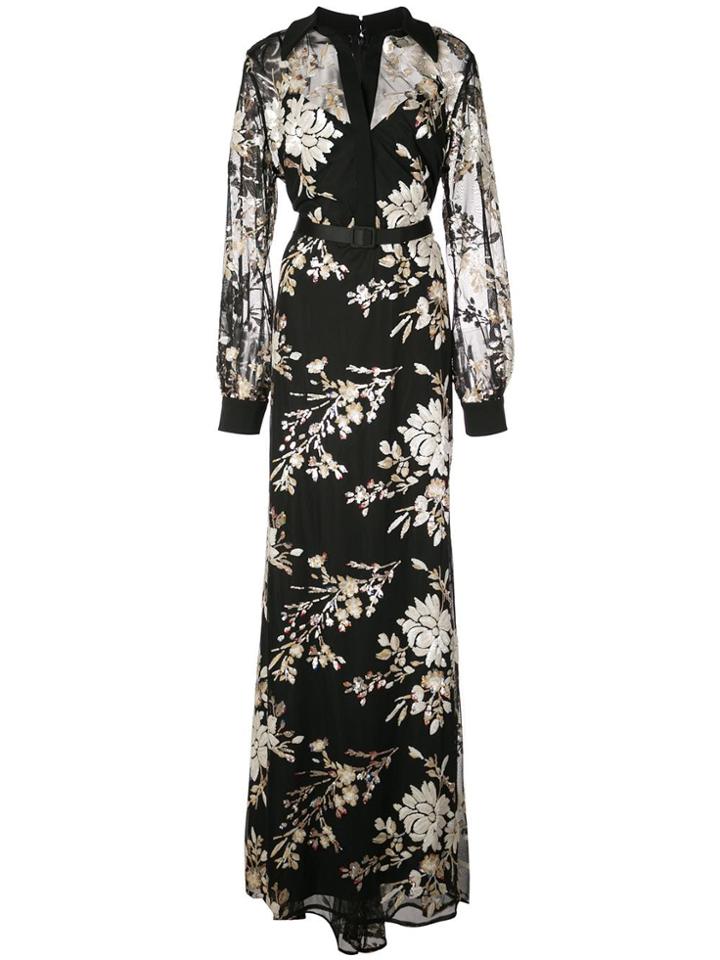 Badgley Mischka Floral Maxi Dress - Black