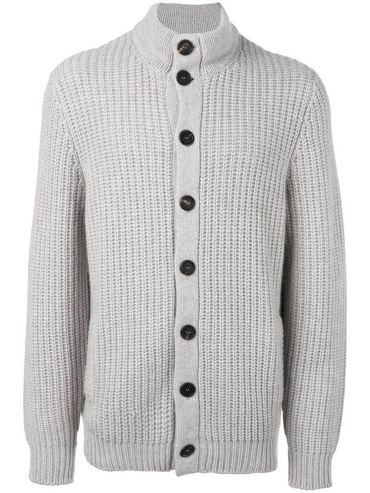 Brunello Cucinelli Buttoned Cardigan, Men's, Size: 52, Grey, Cashmere