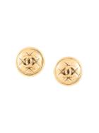 Chanel Vintage Round Cc Matelasse Stitch Earrings - Gold