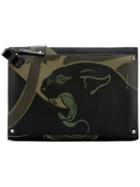 Valentino - Valentino Garavani Panther Clutch - Men - Cotton/leather - One Size, Black, Cotton/leather