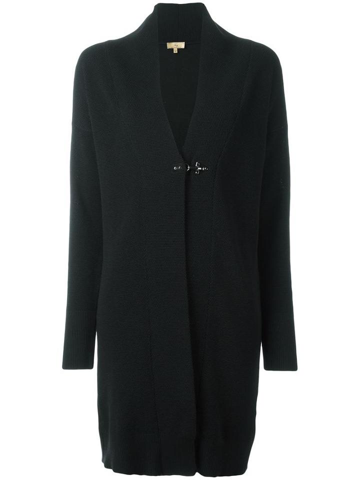 Fay Long Cardigan, Women's, Size: Large, Black, Virgin Wool