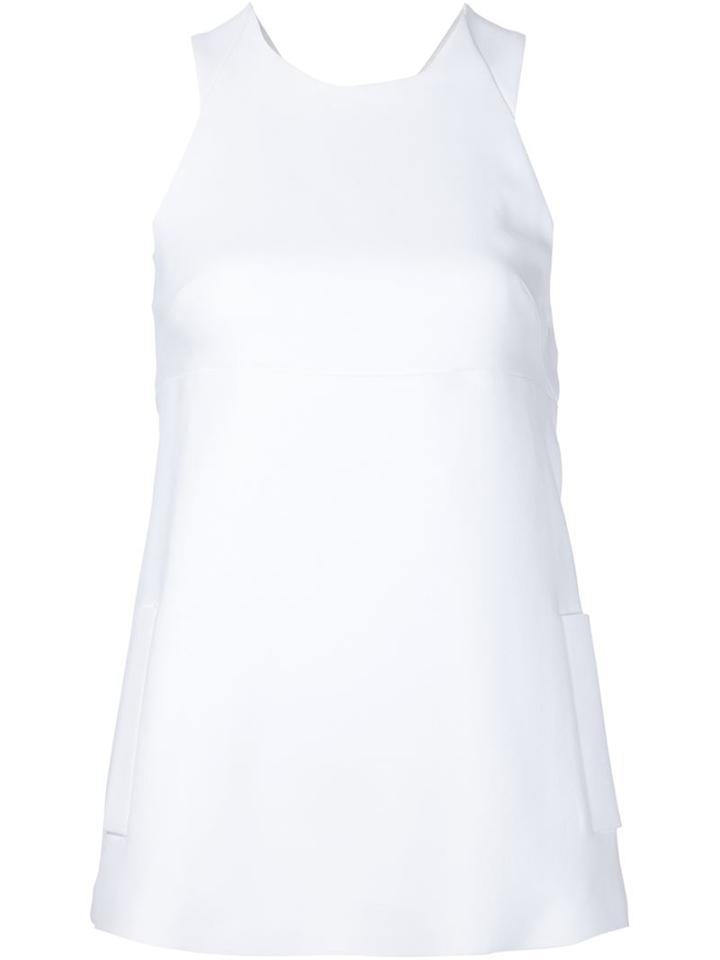 Cushnie Et Ochs Bow Detail Tank Top, Women's, Size: 6, White, Spandex/elastane/silk/viscose