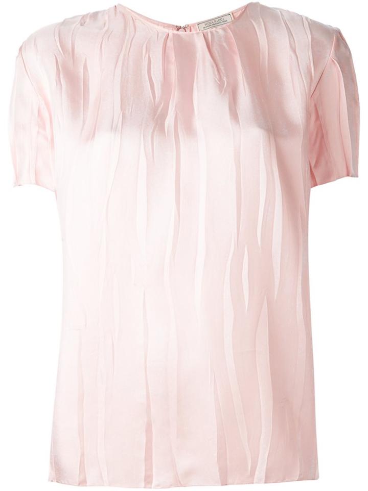 Nina Ricci Draped Round Neck Blouse, Women's, Size: 40, Pink/purple, Silk