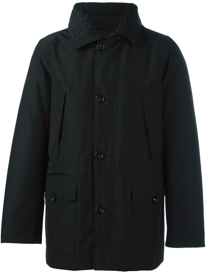 Woolrich Buttoned Hooded Jacket, Men's, Size: Small, Black, Feather Down/polyamide/polyester/pvc