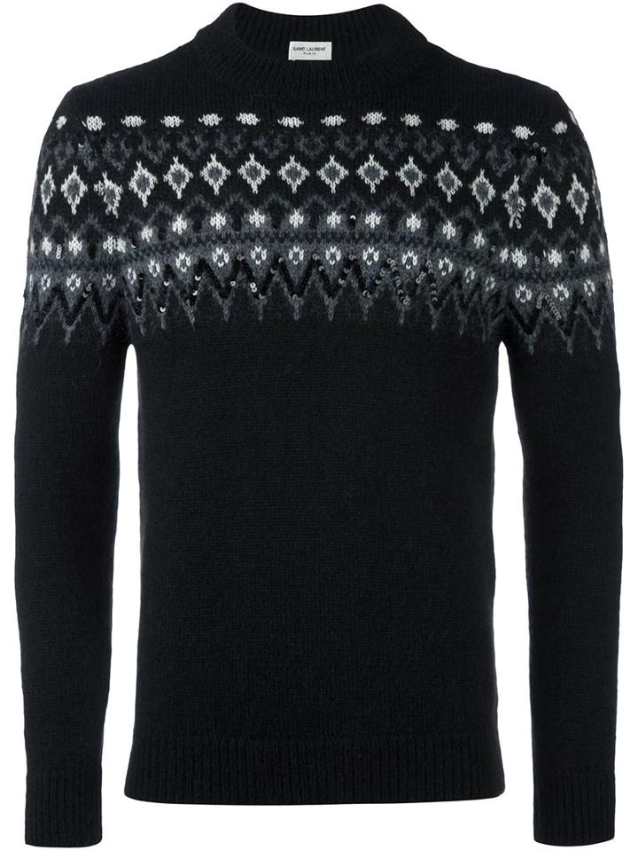 Saint Laurent Fair Isle Knit Sweater