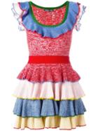 Alexander Mcqueen Knitted Tiered Mini Dress, Women's, Size: Xs, Wool/silk/polyamide/spandex/elastane