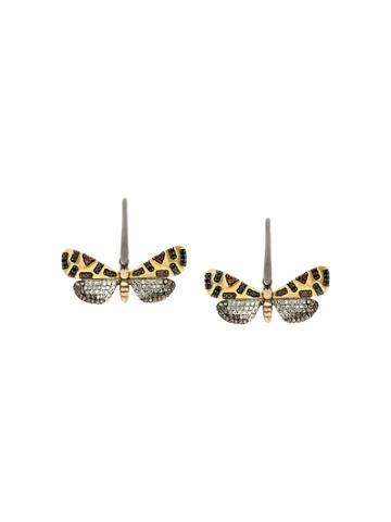 Astley Clarke 14kt Gold Crimson Speckled Moth Drop Diamond Earrings -