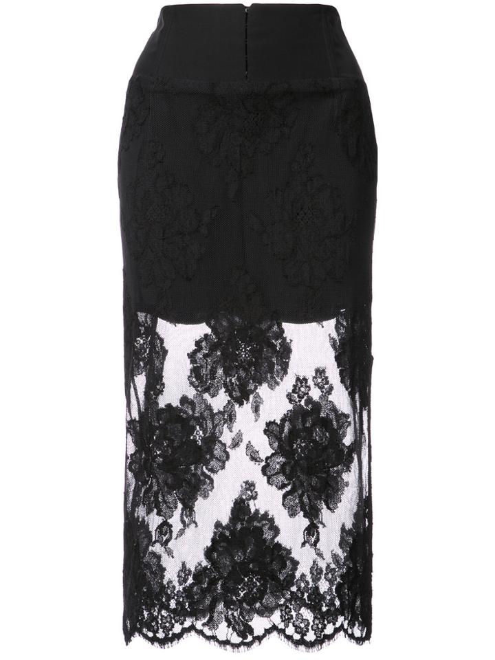 Fleur Du Mal Lace Pencil Skirt - Black