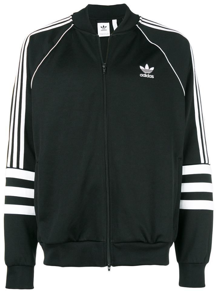 Adidas Stripe Print Zip Jacket - Black