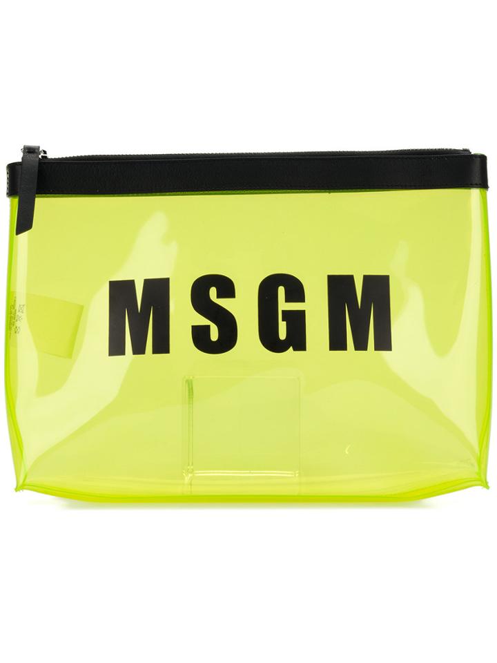 Msgm Branded Clutch Bag - Green