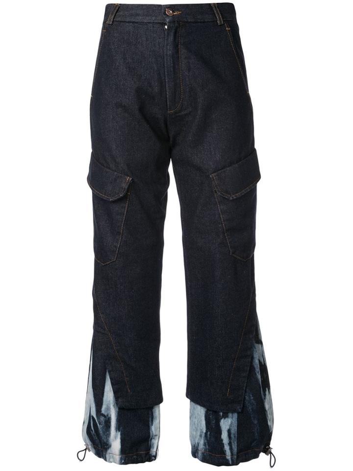 Delada High Waisted Layered Cuff Trousers - Blue