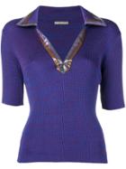 Bottega Veneta Open Collar Polo Shirt - Pink & Purple