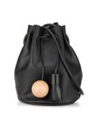 Building Block Bucket Bag With Sphere Tassel - Black