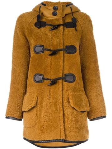 Coach Hooded Coat, Women's, Size: 2, Brown, Calf Leather/sheep Skin/shearling