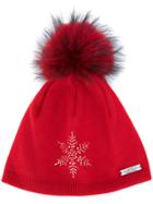 Norton Racoon Fur Pom Pom Hat - Red