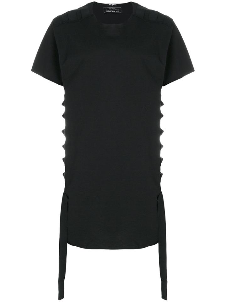 Balmain Strap Detail T-shirt - Black