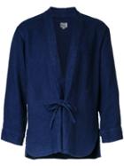Gold Herringbone Kimono Shirt, Men's, Size: Medium, Blue, Linen/flax