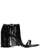 Mm6 Maison Margiela Ankle Fringed Sandals - Black