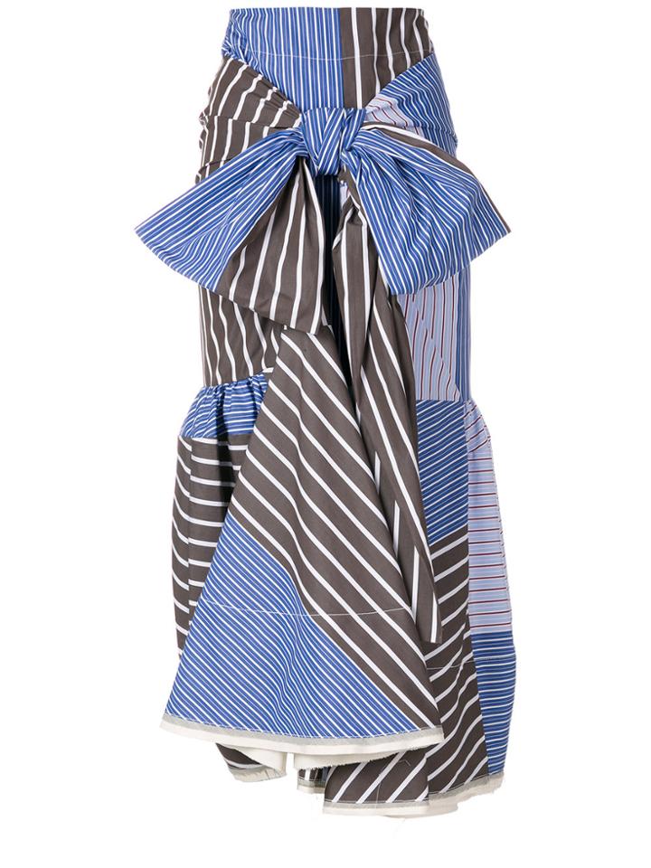 Marni Striped Tie Front Midi Skirt - Multicolour