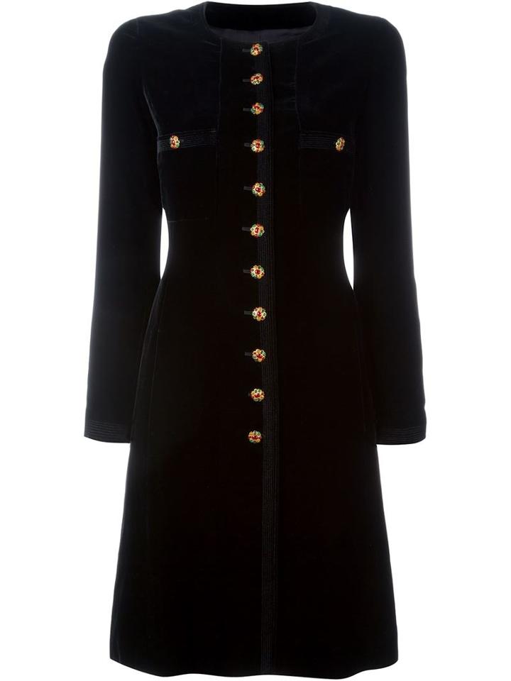 Chanel Vintage Velvet Buttoned Dress, Women's, Size: 36, Black