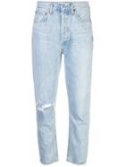 Agolde Distressed Straight Leg Jeans - Blue