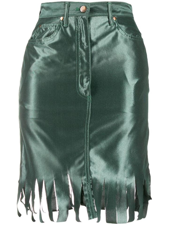 Jean Paul Gaultier Pre-owned 1991 Frayed Trim Skirt - Green