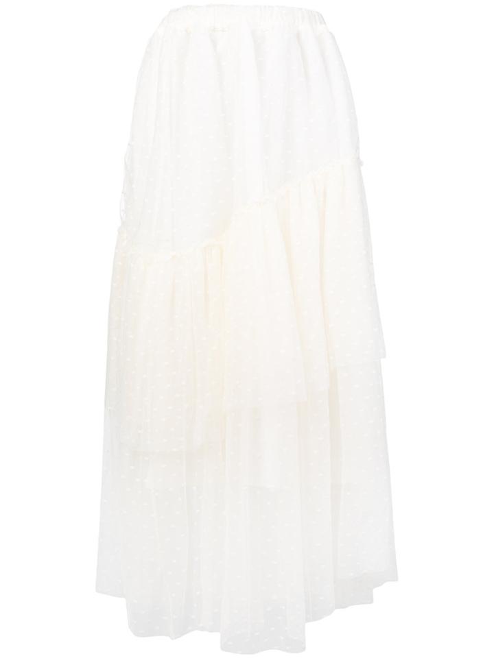 Twin-set Tulle Polka Dot Skirt - White