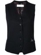 Roar - Floral Print Waistcoat - Women - Wool - I, Black, Wool