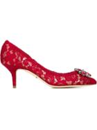 Dolce & Gabbana Bellucci Pumps, Women's, Size: 38, Red, Leather/viscose/nylon