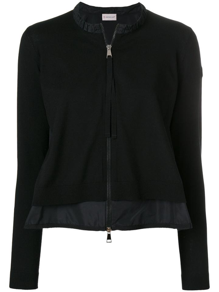 Moncler Ruffle-trim Fitted Jacket - Black